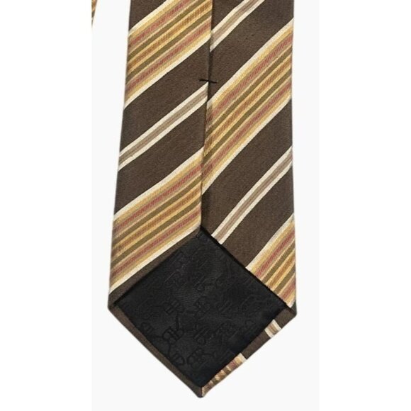 Banana Republic Striped Orange Brown Silk & Linen Tie Made In Italy Preppy - Picture 7 of 9